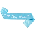 Hellblaue Satin-Schärpe Big Sister mit Herzmustern für Babyparty-Feiern - Einzelner Schulterriemen / Blau