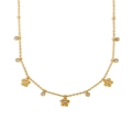 Halskette aus 18K vergoldetem Edelstahl mit Zirkon-Blumen und Quasten-Anhängern - Gold