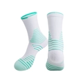 Thick basketball socks in white and cyan color with padded towel sole for sports - Kids One Size / White/Lake Green