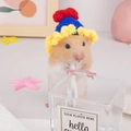 Handmade crochet hamster hat with colorful red blue yellow knit pattern for small pets - Princess Style