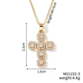 Gedetailleerde afmetingen van de gouden kruis hanger ketting met zirkonia inleg - Klein Goud Kruis met Strass (N01152-3)