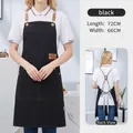 Wasserdichte schwarze Leinwandschürze mit Lederdetails und verstellbaren Kreuzträgern - A11 Stil/Überkreuzter Rücken / Schwarz