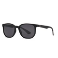Black square polarized sunglasses with carbon fiber texture arms in a 3/4 side view - Black Grey Frame Grey Legs