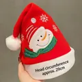Plush Christmas hat with snowman embroidery and 29cm circumference for holiday dress up - Snowman Snowflakes Christmas Hat
