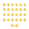 26-piece set of gold-rimmed alphabet charms with yellow enamel finish for DIY jewelry - 26 Letters/Set / Yellow