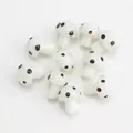 Handmade mushroom glass beads in creamy white with brown spots for DIY jewelry - White