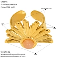 Detailed size chart of gold plated stainless steel ring with pink cat eye stone inlay - Radial Sun Set Pink Cat's Eye Style (SR354G)