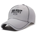 Quick-dry light grey baseball cap with triple SILENT embroidery from a 45-degree angle - Adjustable / Light Gray