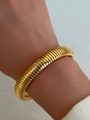 Elegant 18k gold plated stainless steel Tubogas stretch bracelet for women - Width 10mm/Length 18cm / Gold