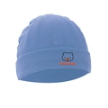 Light blue knitted baby beanie with cute bear embroidery and rolled cuff detail - Denim Blue Bear - Single Hat