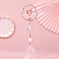 Pink sleeping angel dreamcatcher with feathers and bells, 35x10cm decorative hanger - 1121-8 Pink Wind Chime