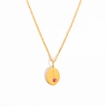 Collana in acciaio al titanio dorato con ciondolo lettera I e zircone rosa intarsiato - I-Gemma Rosa