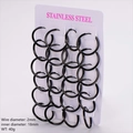 Set of 12 pairs of 18mm black stainless steel hoop earrings with 2mm thickness - 12 Pairs/Pack (Inner Diameter 18mm) / Black