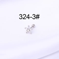 Silver 16G stainless steel star cartilage stud earring with clear crystal zircons - Star Style(HSPJ324-3#)
