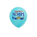 Blue Happy Father's Day latex balloon featuring tie, mustache, and father-son silhouette - Happy Father's Day Print / Light Blue