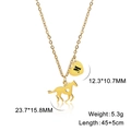 Gold stainless steel horse and heart pendant necklace with personalized letter M - Letter M / Gold