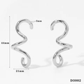 Silver stainless steel spiral earrings for women with 44mm height and 21mm width dimensions - Silver (D3002)