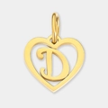 Pendentif cœur en acier inoxydable doré avec la lettre D ajourée - Lettre D / Acier