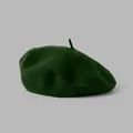 Classic dark green wool beret hat for women with a vintage minimalist painter style finish - M (56-58cm) / Dark Green