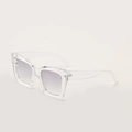 Modern square transparent sunglasses with gray purple gradient lenses and CE mark - Transparent Frame Grey Lens