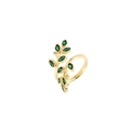 Verstellbarer goldener Ring im Ähren-Design mit funkelnden grünen Zirkonia-Steinen - Grüner Zirkonia