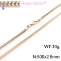 Minimalist 2.5mm rose gold snake chain necklace with lobster clasp 500mm length - Rose Gold 500x2.5mm(KN203624-Z)
