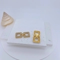 Gold plated square geometric link necklace clasp with micro-set cubic zirconia DIY beads - Gold Style (#2)