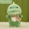 Mint green plush dinosaur doll with brown knit scarf and soft scales, height 23cm - 23CM / Mint Green Dinosaur