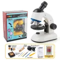 White portable optical microscope for kids with 23-piece science education accessory kit - 23-Piece Set / White Set