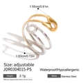 Two-tone safety pin ring in stainless steel with adjustable open design, 2.1g weight - Gold and Silver Two-tone