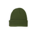 Solid dark green knit beanie hat with classic cuffed design in fine ribbed texture - L (54-60cm) / Army Green