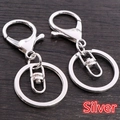 Pair of silver metal lobster clasps and flat split rings for DIY keychain making - Silver