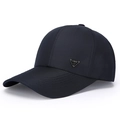 Berretto da baseball blu scuro da uomo con texture a nido d'ape e stemma in metallo - Regolabile / Blu navy