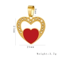 Golden heart pendant earring with red inlay and white crystals, 21mm size detail - Red and Gold Heart Pendant (HD-93)