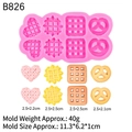 Pink silicone mold with 8 cavities for heart, star, and waffle shaped cookies and chocolate - 2# Mixed Cookie (B826) / Pink