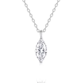 Elegant S925 sterling silver necklace with marquise cut D color moissanite pendant - Marquise-cut Solitaire (fddz-103) / White Gold