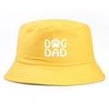 Yellow DOG DAD fisherman hat with paw print breathable cotton bucket hat for summer - One Size(58cm) / Yellow