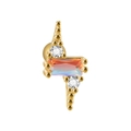 Lightning style gold ear stud with iridescent rectangular zircon and white crystal accents - Gold Geometric With Iridescent Zirconia (#8)