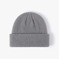Classic light grey knitted beanie hat with a solid color and warm ribbed texture - B325 Medium Grey