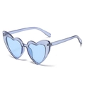Light blue heart shaped sunglasses with matching blue lenses in a retro sweet style - Transparent Blue Frame Blue Lens