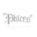 Silver Pisces zodiac letter pendant in polished stainless steel for jewelry making - Silver-Pisces