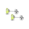 Titanium steel stud earrings with neon green zircon stone in a silver prong setting - Titanium Steel Zirconium Alloy [one] / 4mm [straight Pin Butterfly Buckle]