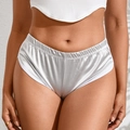 Pantaloncini sportivi argento metallizzato da donna con elastico in vita e bordi bianchi - Taglia S / Argento