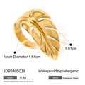 Golden monstera leaf stainless steel ring with 8.4g weight and waterproof feature - Monstera Leaf Shape (JDR2405018)
