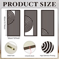 Detail of 0.2 inch thickness and metal sawtooth hook for wood wall art set - Geometric Lines Style (Y24Y51206_Q) / Three-Piece Set