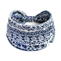 Dunkelblaues Boho-Yoga-Stirnband mit ethnischen Mustern und stilvollem Twist-Knoten-Detail - Dunkelblau Weiß Geometrisch Twist(#60)