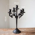 Candelabro vintage a 5 bracci in ghisa bronzo per decoro tavola, alto 43 cm - Altezza 43cm / Portacandele in ghisa retrò (modello a 5 bracci per candele lunghe 1645)