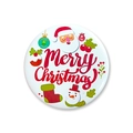 Detail of Christmas tinplate badge featuring Santa and snowman with Merry Christmas text - Christmas Badge 4-Mixed Festive Elements