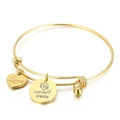 Bracciale dorato per nonna con ciondolo a cuore inciso Love You Grandma e filo in acciaio - Oro