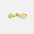 Detail of S925 silver ring featuring 18K gold plating and sparkling marquise zirconias - US 6 / 300-Curved Rhinestone Row / 18K Gold